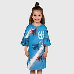 Платье клеш для девочки Самолеты ВВС, цвет: 3D-принт — фото 2