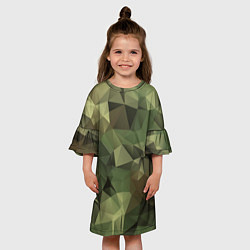 Платье клеш для девочки Полигональный камуфляж, цвет: 3D-принт — фото 2