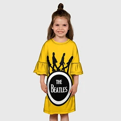 Платье клеш для девочки The Beatles: Yellow Vinyl, цвет: 3D-принт — фото 2