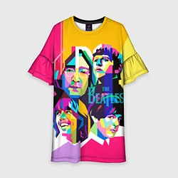 Платье клеш для девочки The Beatles: Poly-art, цвет: 3D-принт