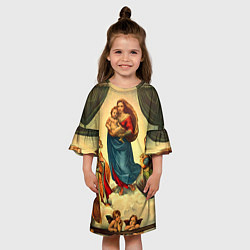 Платье клеш для девочки Сикстинская Мадонна, цвет: 3D-принт — фото 2