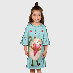 Платье клеш для девочки Котик, цвет: 3D-принт — фото 2