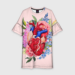 Платье клеш для девочки Цветочное сердце, цвет: 3D-принт