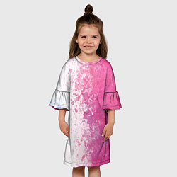 Платье клеш для девочки Белый и розовый, цвет: 3D-принт — фото 2