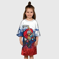 Платье клеш для девочки Русский хоккеист, цвет: 3D-принт — фото 2