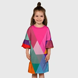 Платье клеш для девочки Разноцветные полигоны, цвет: 3D-принт — фото 2