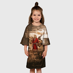 Платье клеш для девочки Русь священная, цвет: 3D-принт — фото 2