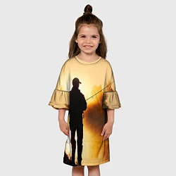 Платье клеш для девочки Вечерний рыбак, цвет: 3D-принт — фото 2