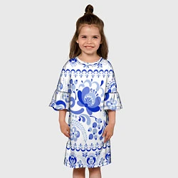 Платье клеш для девочки Гжель 2, цвет: 3D-принт — фото 2