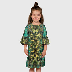 Платье клеш для девочки Крокодил цвета 3D-принт — фото 2