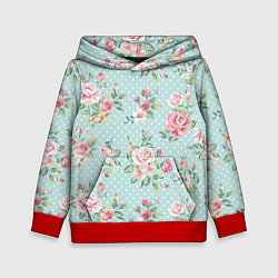Толстовка-худи детская Цветы ретро 1, цвет: 3D-красный
