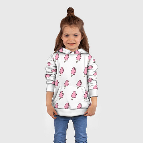 Детская толстовка Мороженое розовое / 3D-Белый – фото 4