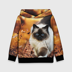 Детская толстовка Котик в листьях