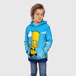 Толстовка-худи детская Задумчивый Барт, цвет: 3D-синий — фото 2