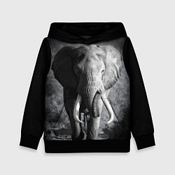 Толстовка-худи детская Бегущий слон, цвет: 3D-черный