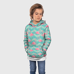 Толстовка-худи детская Flamingo Pattern, цвет: 3D-белый — фото 2