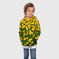 Толстовка-худи детская Жёлтые тюльпаны, цвет: 3D-белый — фото 2