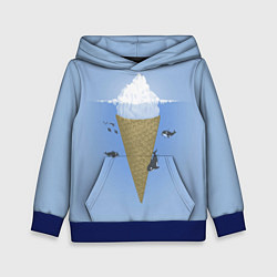 Толстовка-худи детская Мороженое, цвет: 3D-синий