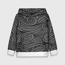 Толстовка-худи детская Gray pattern, цвет: 3D-белый