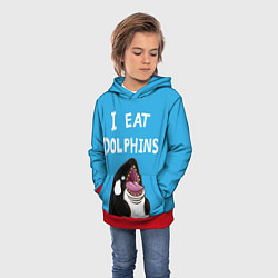 Толстовка-худи детская I eat dolphins, цвет: 3D-красный — фото 2