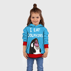 Толстовка-худи детская I eat dolphins, цвет: 3D-красный — фото 2