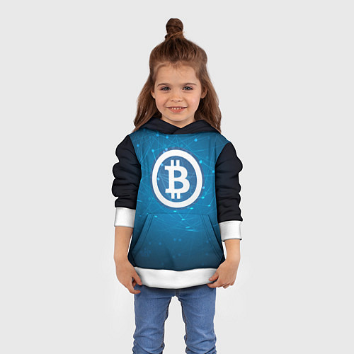 Детская толстовка Bitcoin Blue / 3D-Белый – фото 4