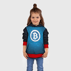 Толстовка-худи детская Bitcoin Blue, цвет: 3D-красный — фото 2