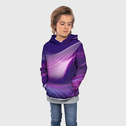 Толстовка-худи детская Фиолетовые Волны, цвет: 3D-меланж — фото 2