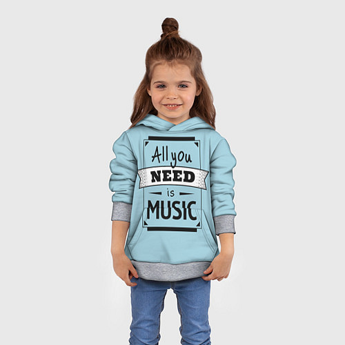 Детская толстовка All you need is music / 3D-Меланж – фото 4