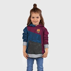 Толстовка-худи детская FC Barcelona: Dark polygons, цвет: 3D-меланж — фото 2