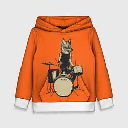 Толстовка-худи детская Drums Fox, цвет: 3D-белый