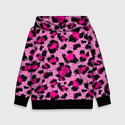 Толстовка-худи детская Розовый леопард, цвет: 3D-черный