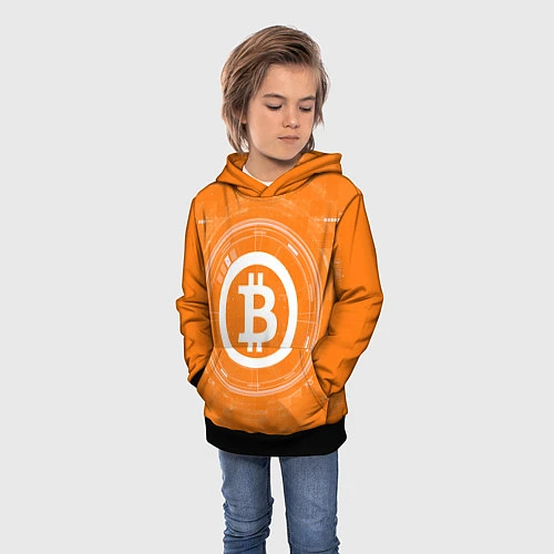 Детская толстовка Bitcoin Tech / 3D-Черный – фото 3
