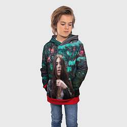 Толстовка-худи детская Dua Lipa: Floral, цвет: 3D-красный — фото 2