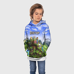 Толстовка-худи детская Майнкрафт: Виктор, цвет: 3D-белый — фото 2