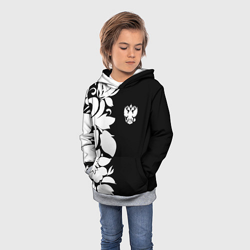 Детская толстовка Russia: B&W Floral / 3D-Меланж – фото 3