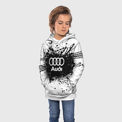 Толстовка-худи детская Audi: Black Spray, цвет: 3D-белый — фото 2