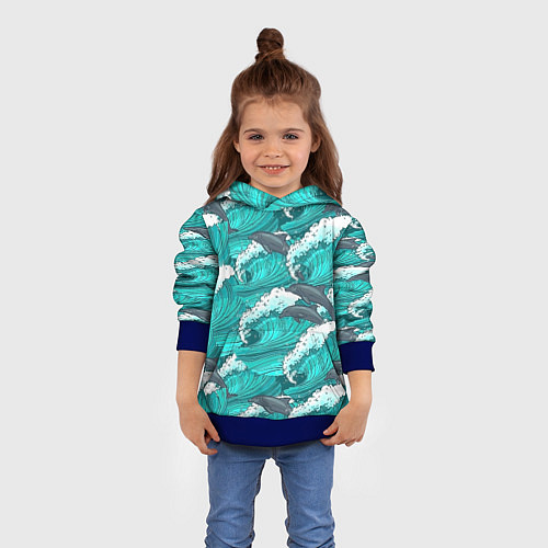 Детская толстовка Лазурные дельфины / 3D-Синий – фото 4