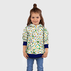 Толстовка-худи детская Полевые ромашки, цвет: 3D-синий — фото 2