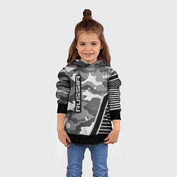Толстовка-худи детская Russia: Grey Camo, цвет: 3D-черный — фото 2