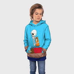 Толстовка-худи детская Скелет-геодезист, цвет: 3D-синий — фото 2