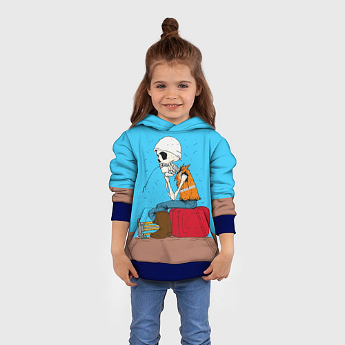 Детская толстовка Скелет-геодезист / 3D-Синий – фото 4