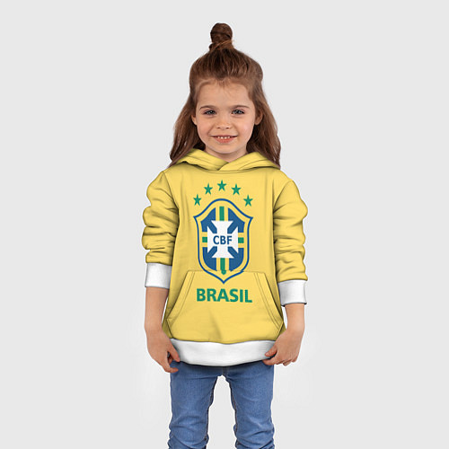 Детская толстовка Brazil Team / 3D-Белый – фото 4