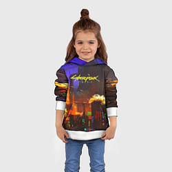 Толстовка-худи детская Cyberpunk 2077: Night City, цвет: 3D-белый — фото 2