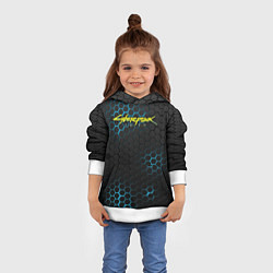 Толстовка-худи детская Cyberpunk 2077: Blue Carbon, цвет: 3D-белый — фото 2