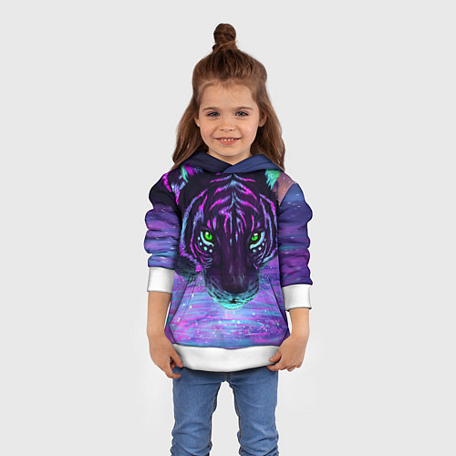 Детская толстовка Неоновый тигр / 3D-Белый – фото 4