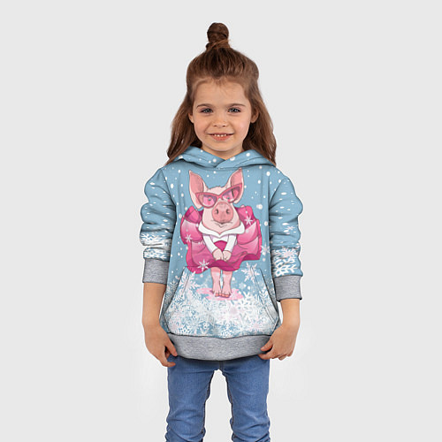 Детская толстовка Свинка в розовом / 3D-Меланж – фото 4