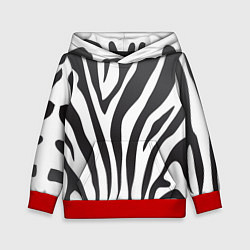 Толстовка-худи детская Африканская зебра, цвет: 3D-красный