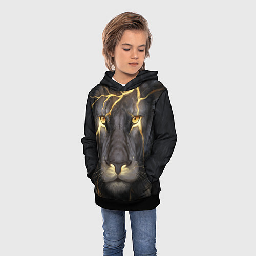 Детская толстовка Лев с молнией / 3D-Черный – фото 3