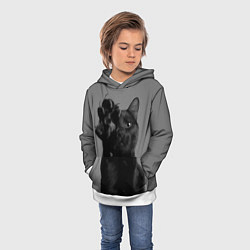 Толстовка-худи детская Черный котик, цвет: 3D-белый — фото 2
